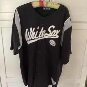 MLB True Fan Chicago White Sox Sz XL Black Button Up Genuine Merchandise